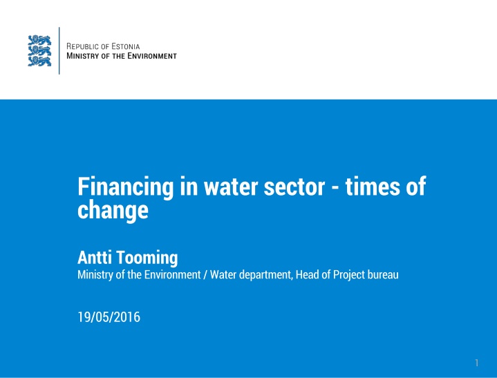 financing in water sector times of change