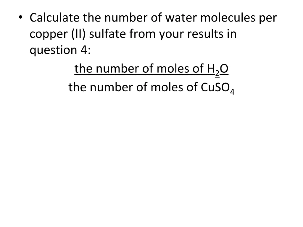 calculate the number of water molecules