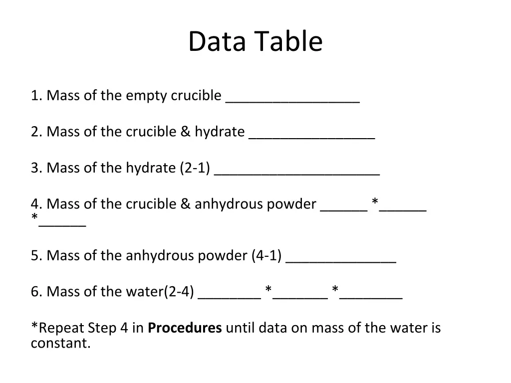 data table