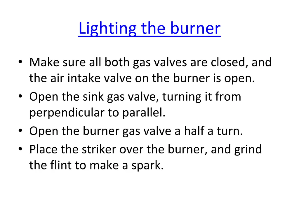 lighting the burner