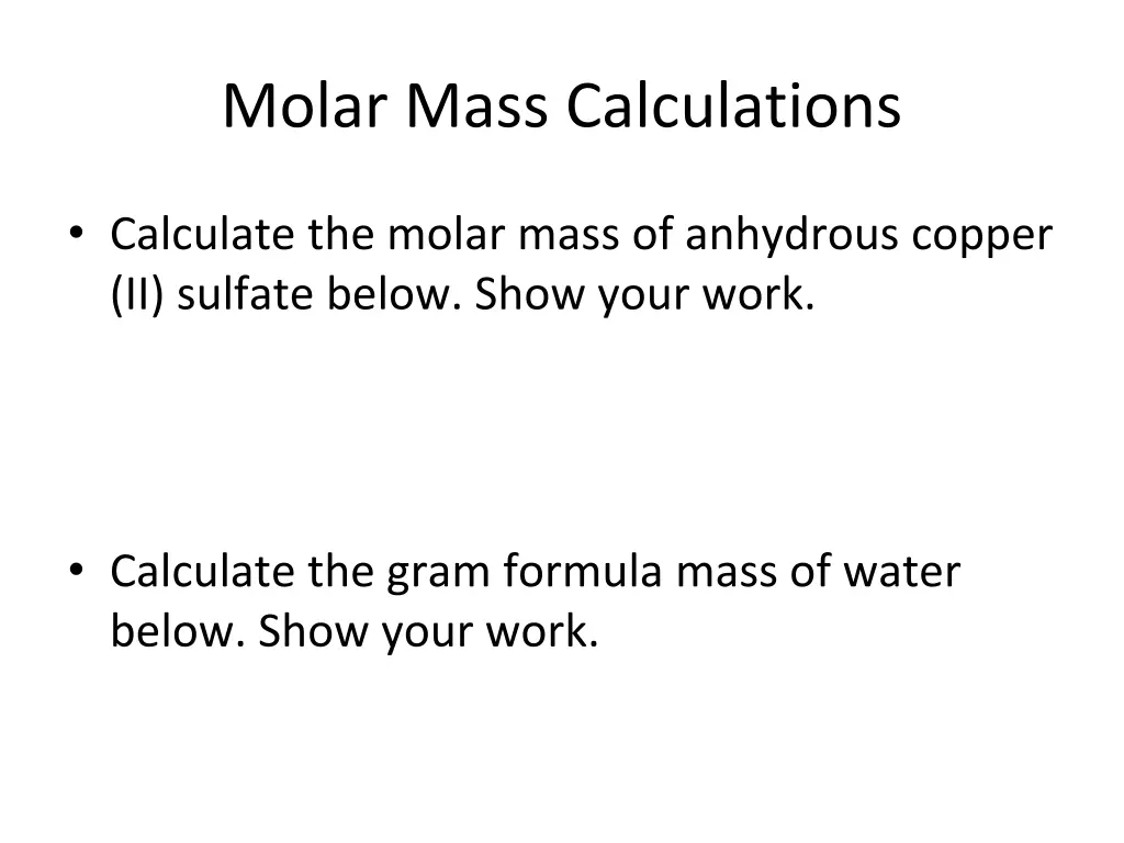 molar mass calculations