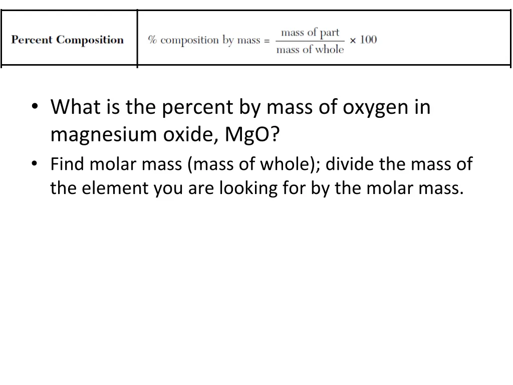 what is the percent by mass of oxygen