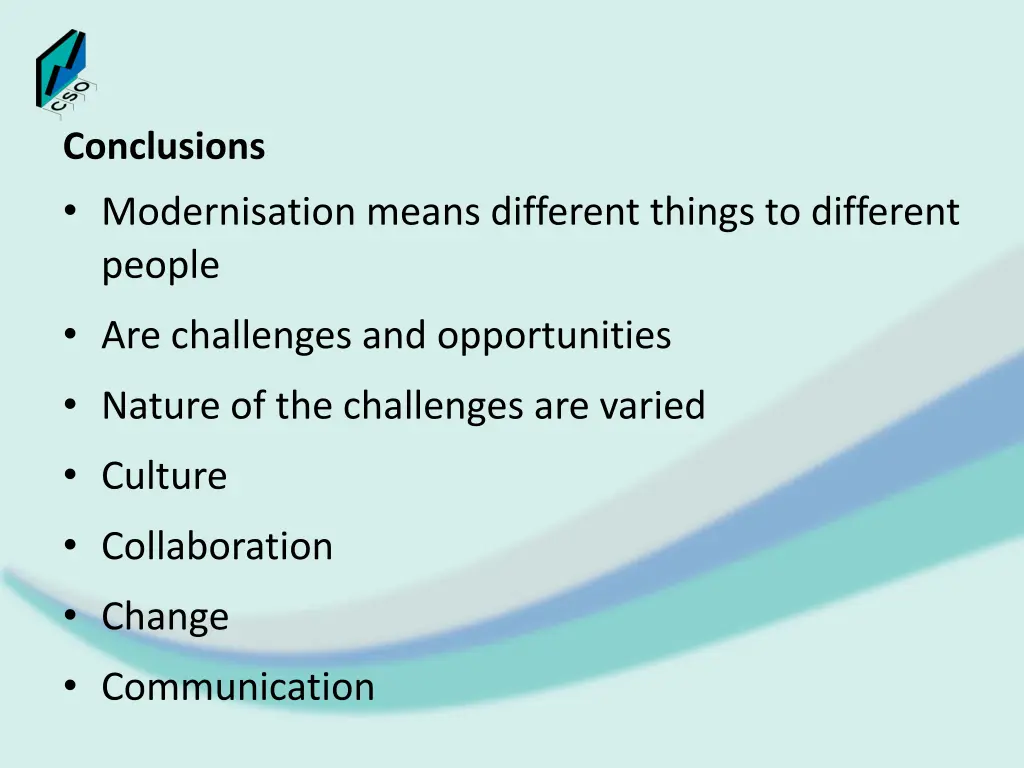 conclusions modernisation means different things