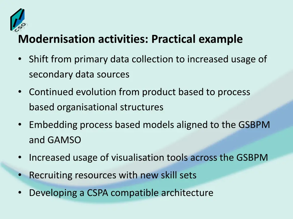 modernisation activities practical example