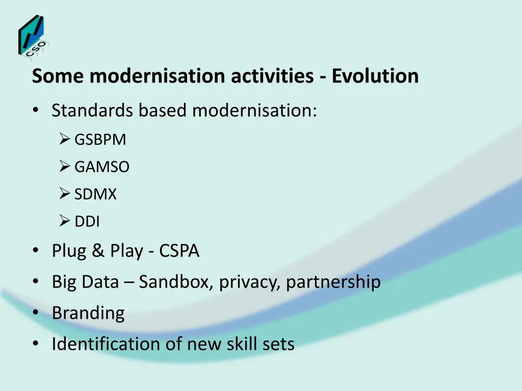 some modernisation activities evolution standards