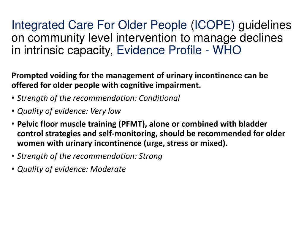 integrated care for older people icope guidelines