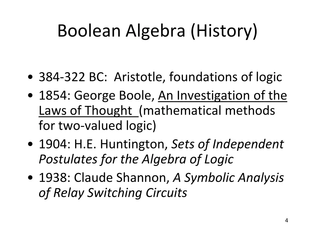 boolean algebra history