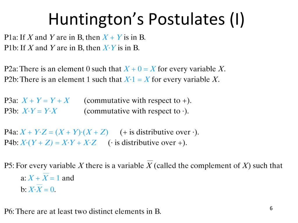 huntington s postulates i