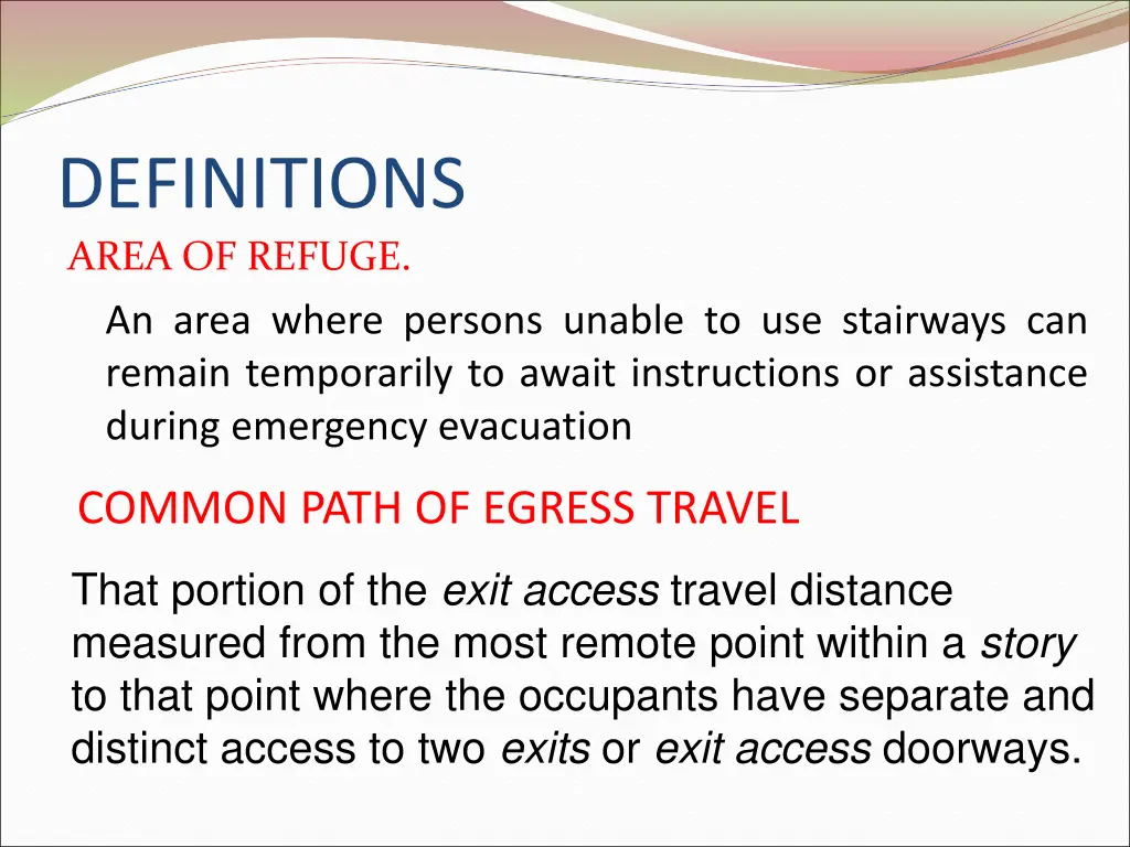 definitions area of refuge an area where persons