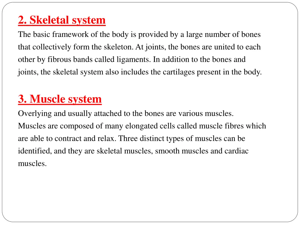 2 skeletal system the basic framework of the body