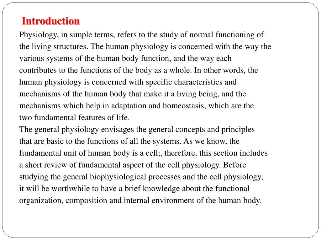 introduction physiology in simple terms refers