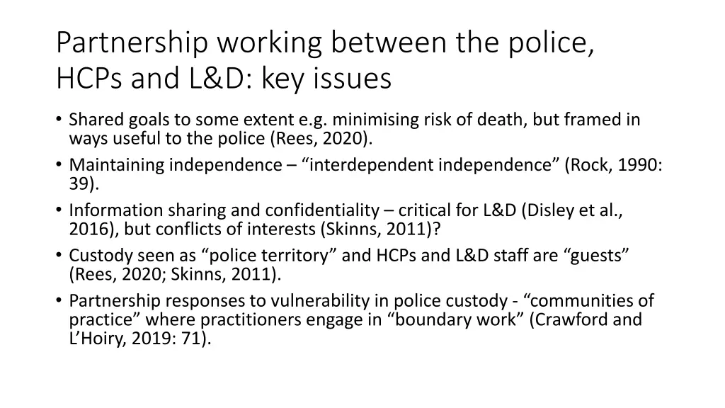 partnership working between the police hcps 1