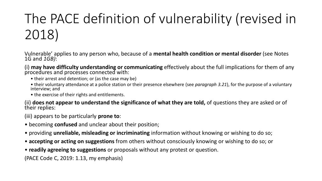 the pace definition of vulnerability revised