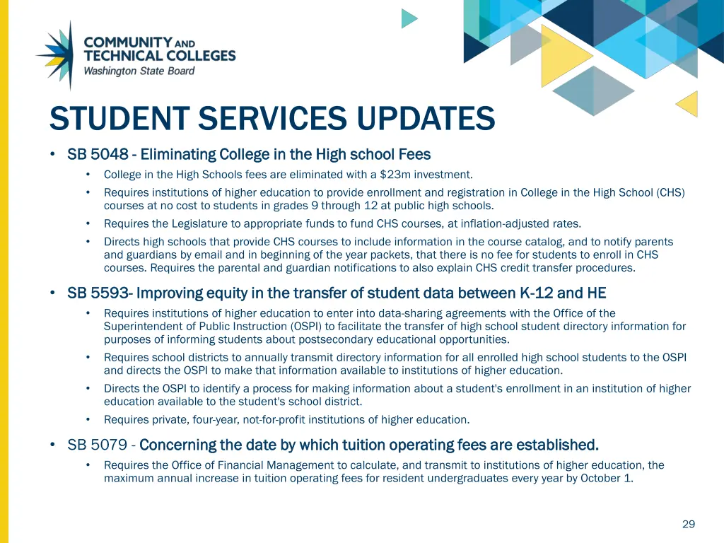 student services updates sb 5048 sb 5048