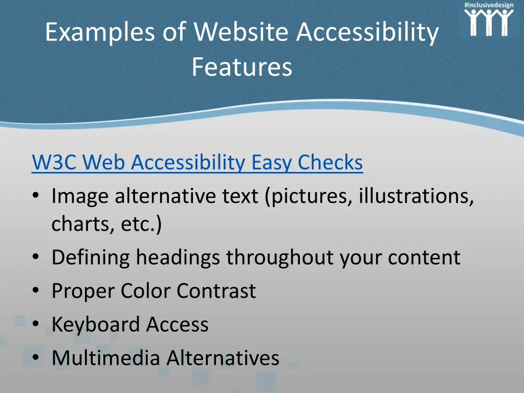 examples of website accessibility features