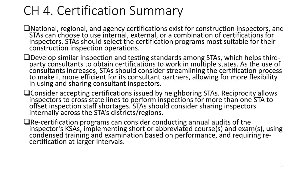 ch 4 certification summary