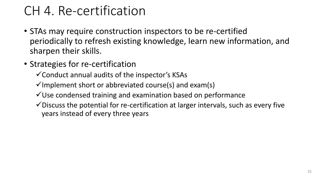 ch 4 re certification