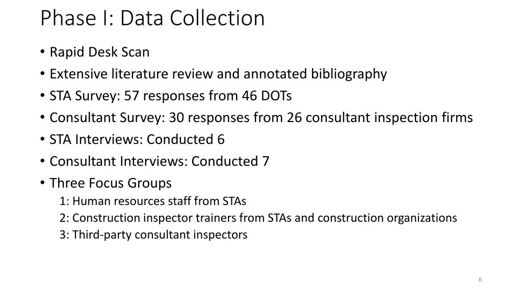 phase i data collection