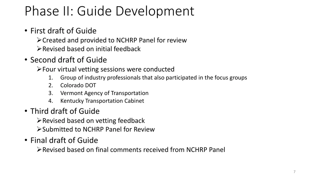 phase ii guide development