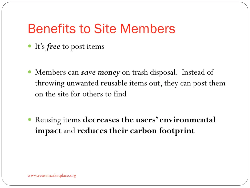 benefits to site members