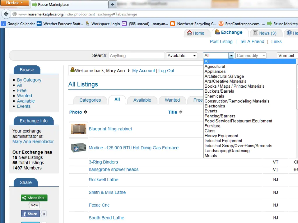 browsing the listings