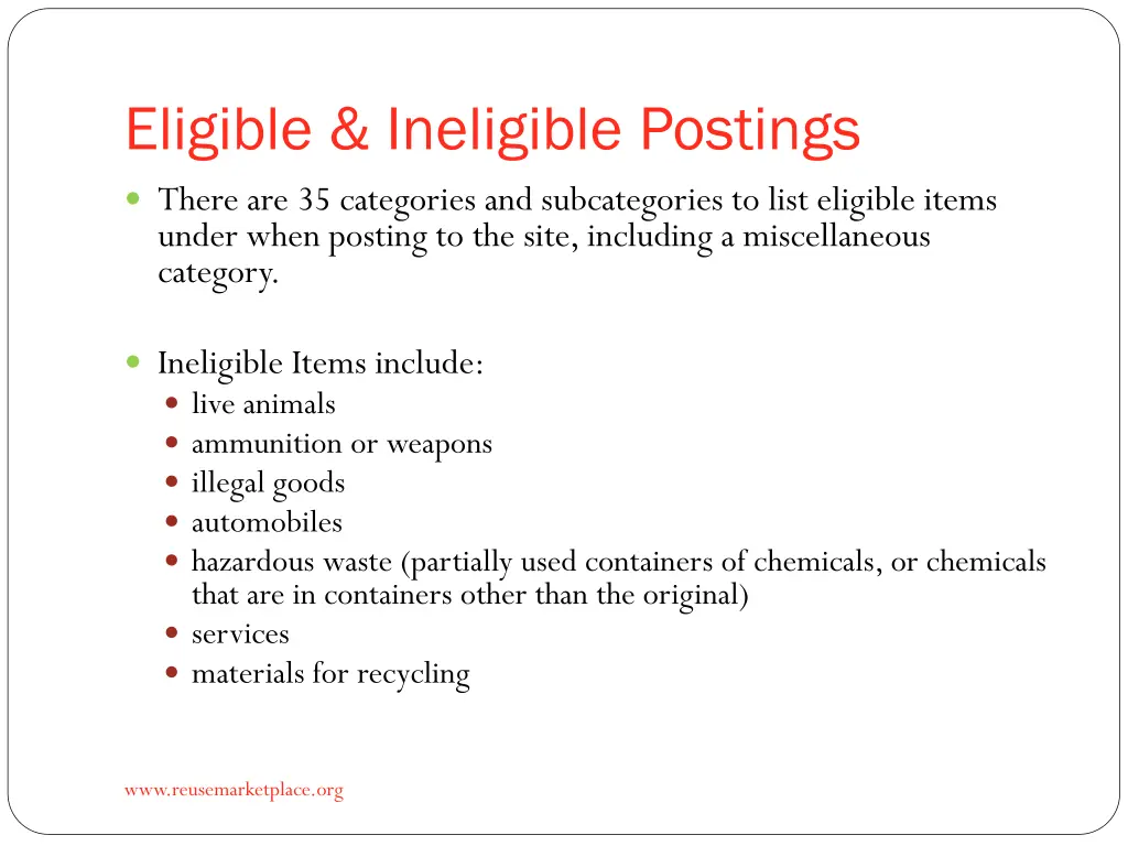 eligible ineligible postings