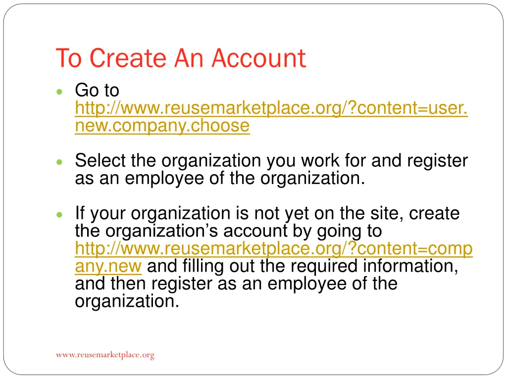 to create an account go to http
