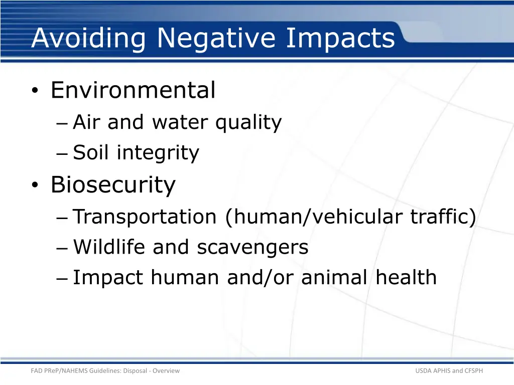 avoiding negative impacts
