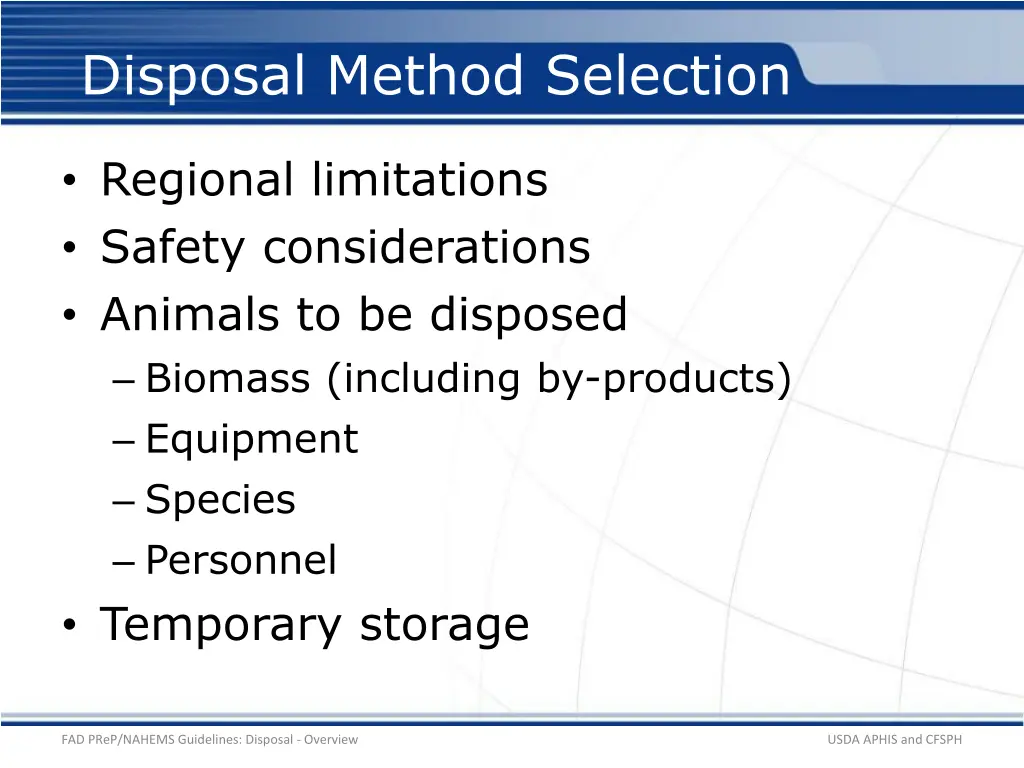 disposal method selection