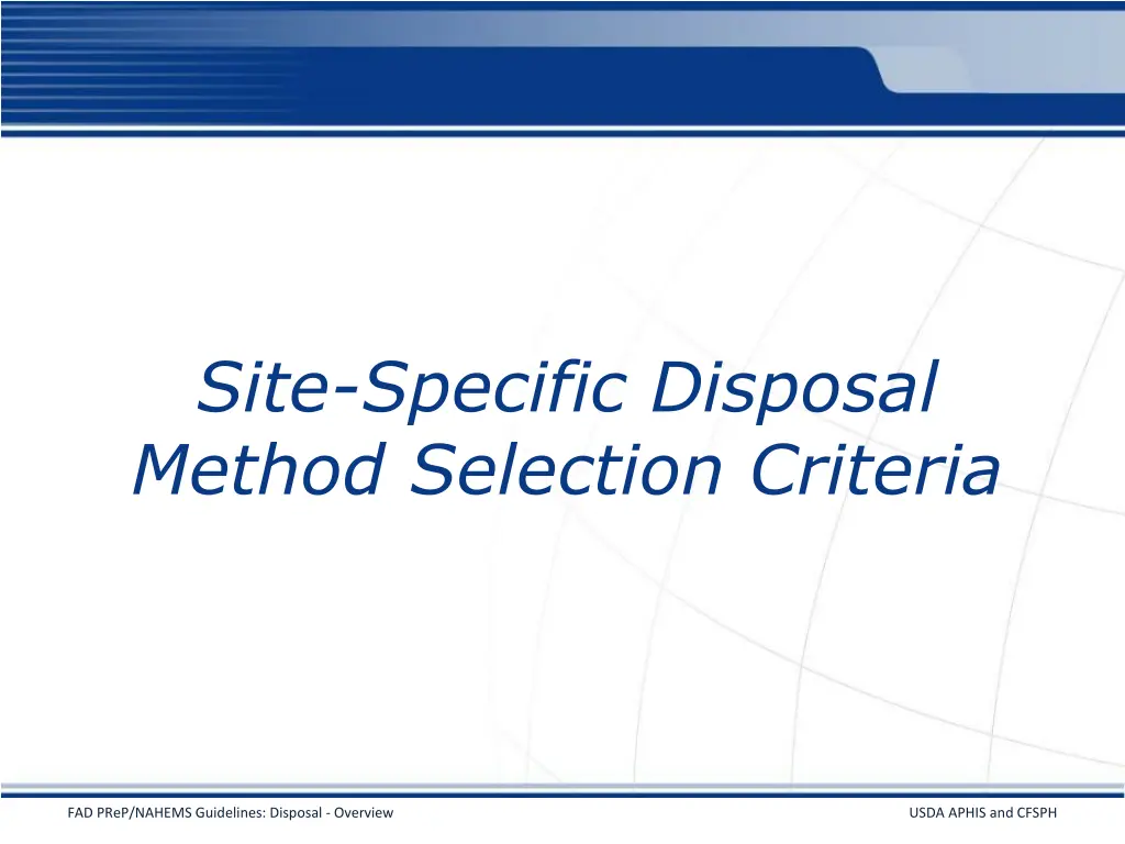 site specific disposal method selection criteria