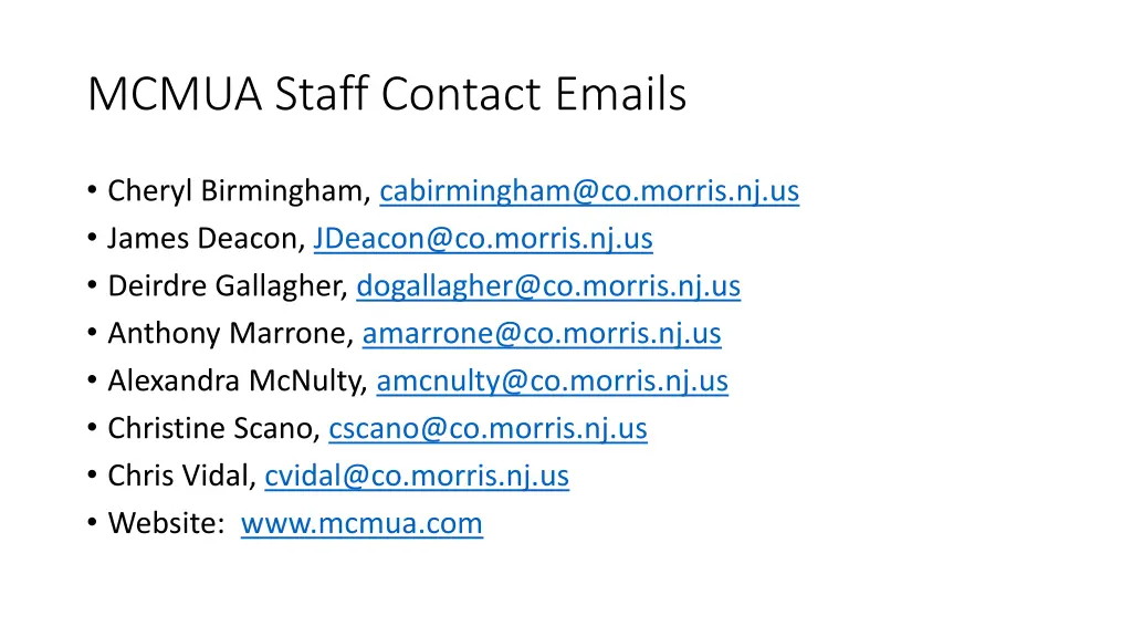 mcmua staff contact emails