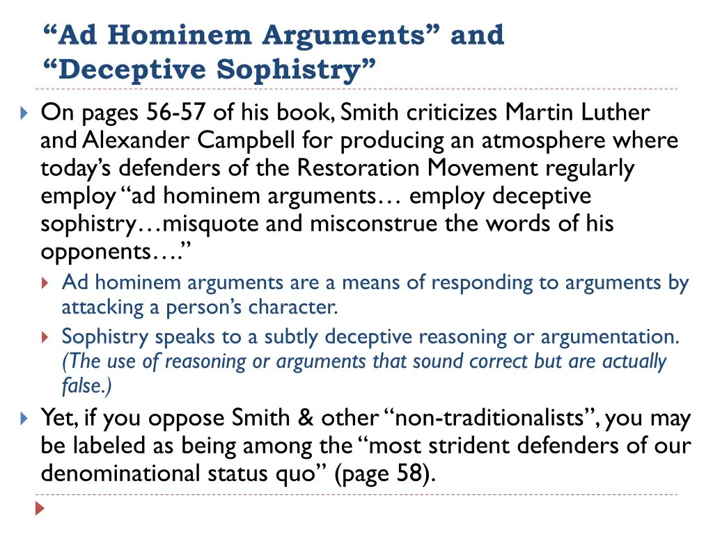 ad hominem arguments and deceptive sophistry
