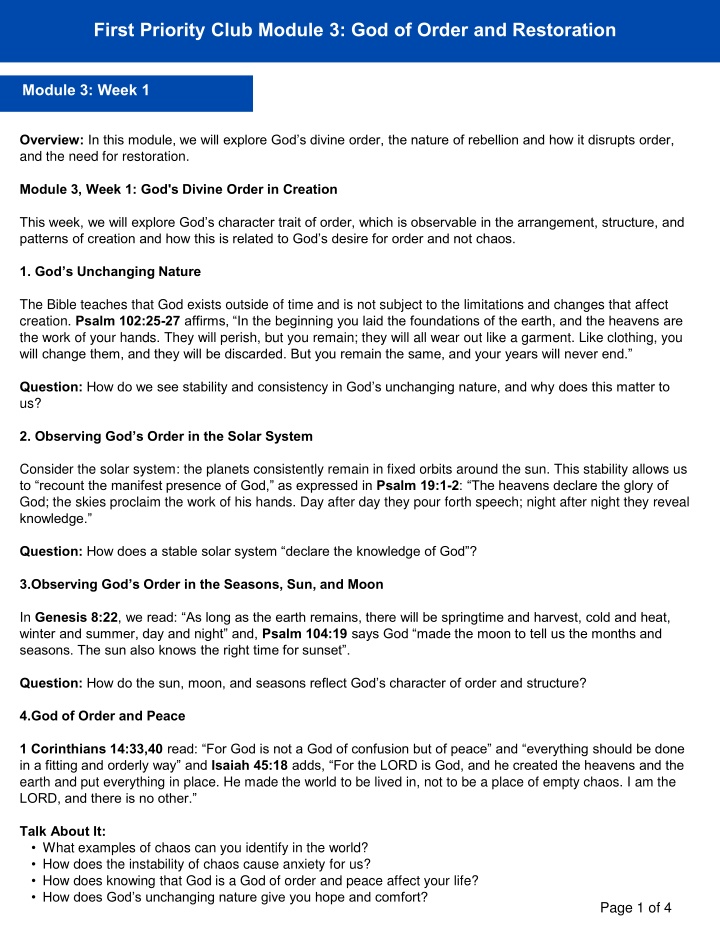 first priority club module 3 god of order