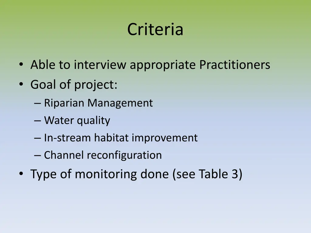 criteria
