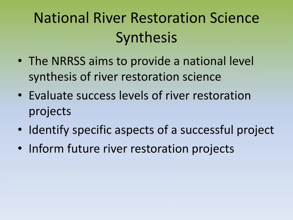 national river restoration science synthesis