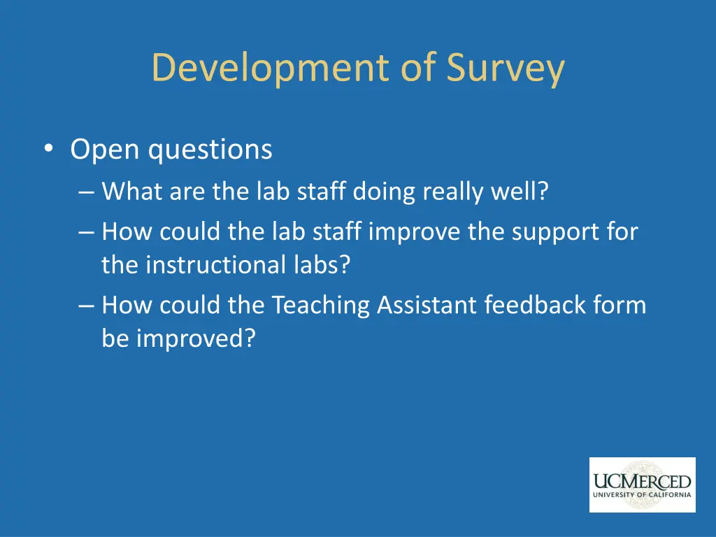 development of survey 1