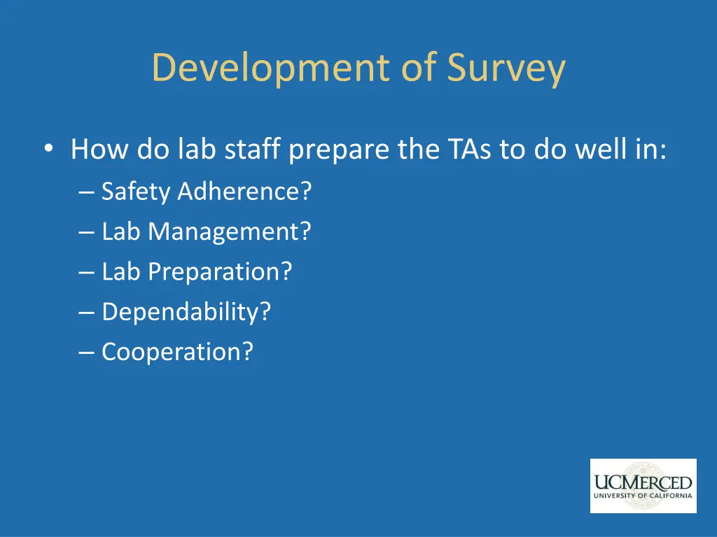 development of survey