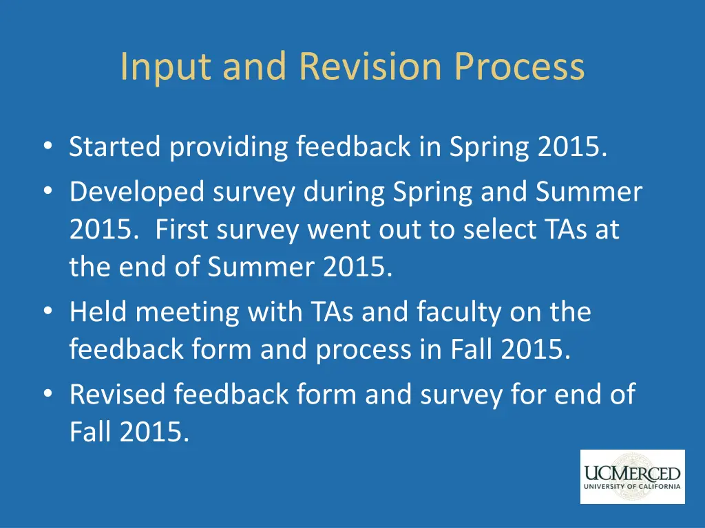 input and revision process