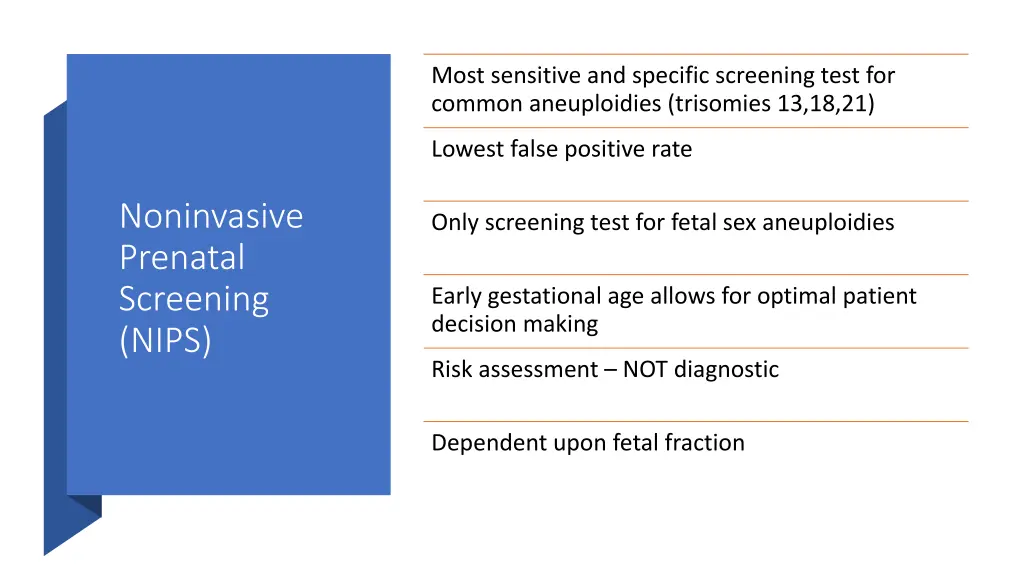 most sensitive and specific screening test
