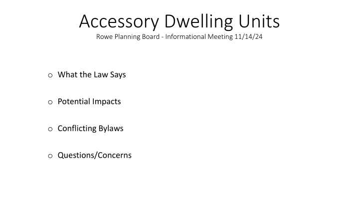accessory dwelling units rowe planning board
