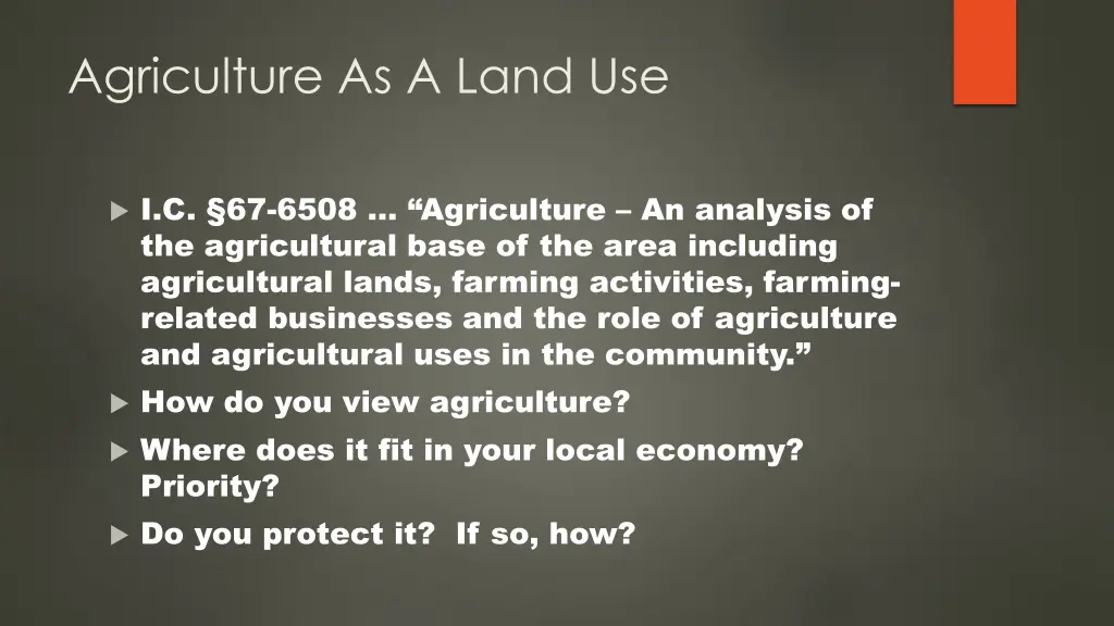 agriculture as a land use