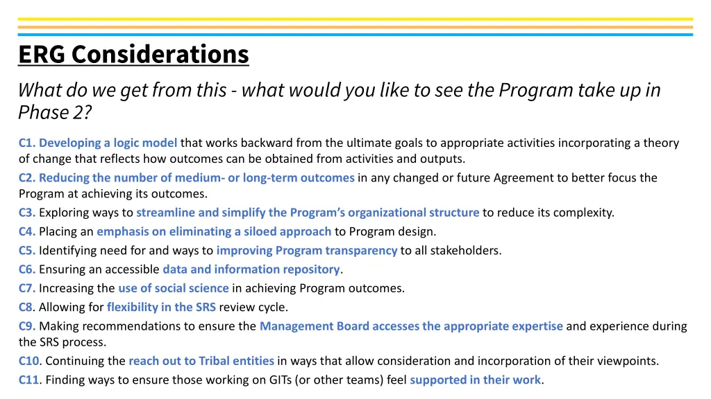 erg considerations what do we get from this what