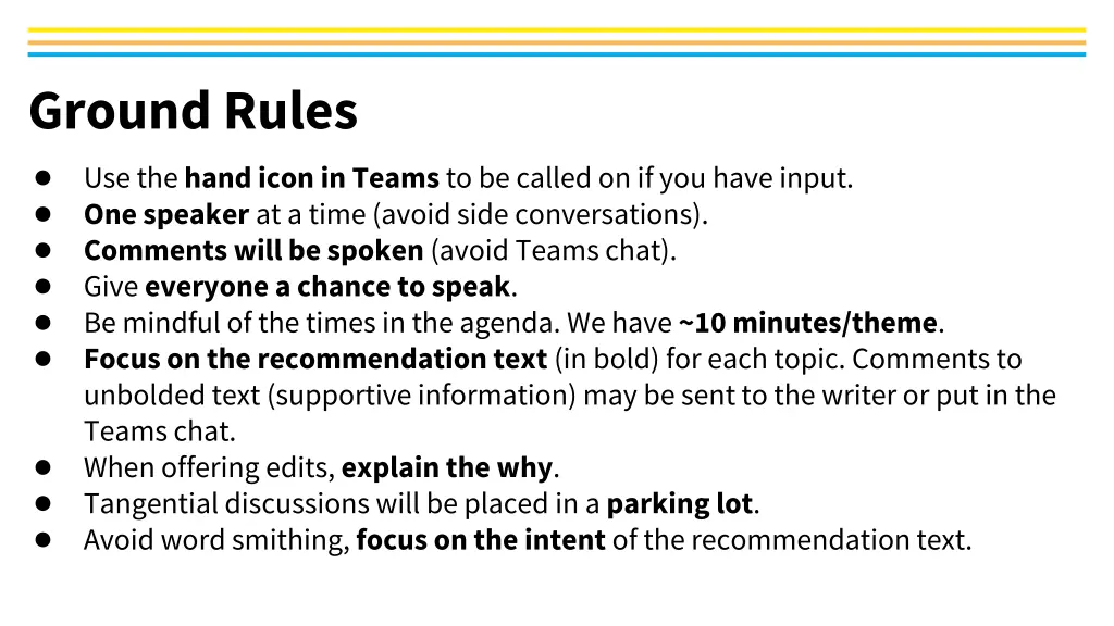 ground rules use the hand icon in teams