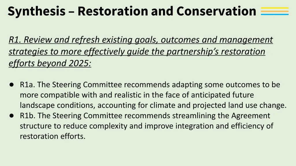 synthesis restoration and conservation