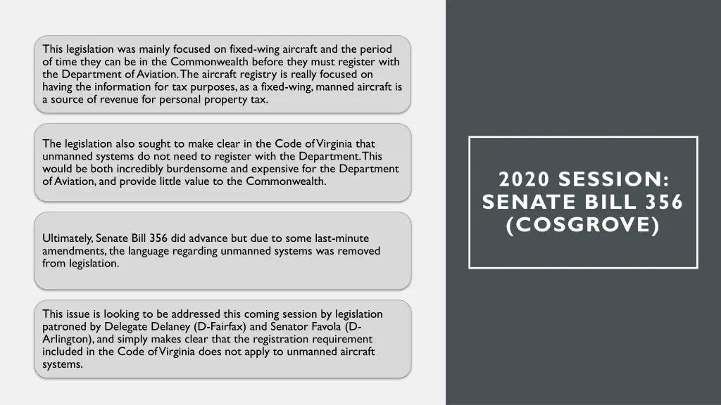 this legislation was mainly focused on fixed wing