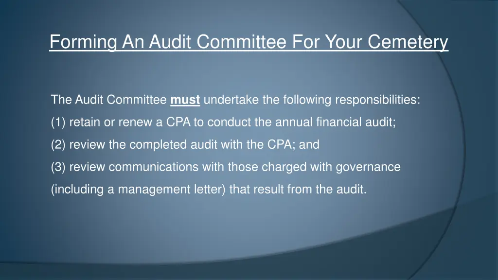 forming an audit committee for your cemetery 2