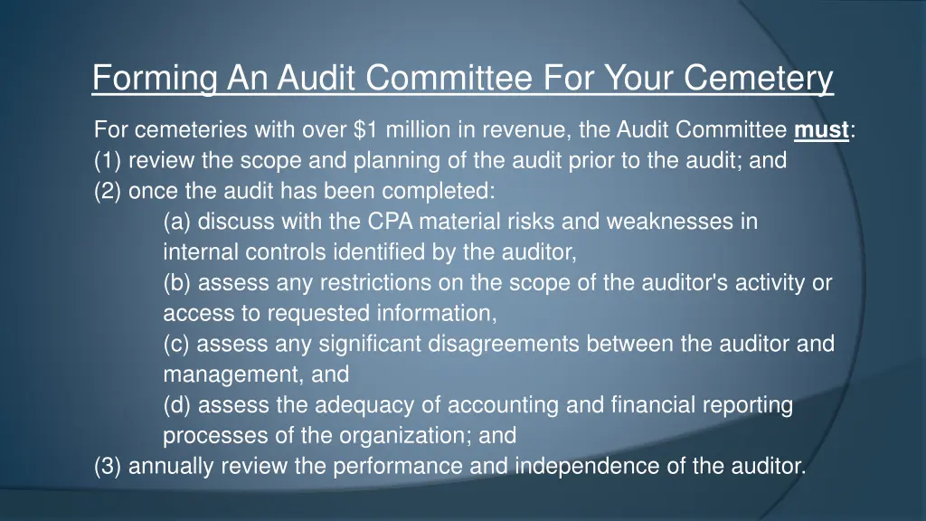forming an audit committee for your cemetery 3