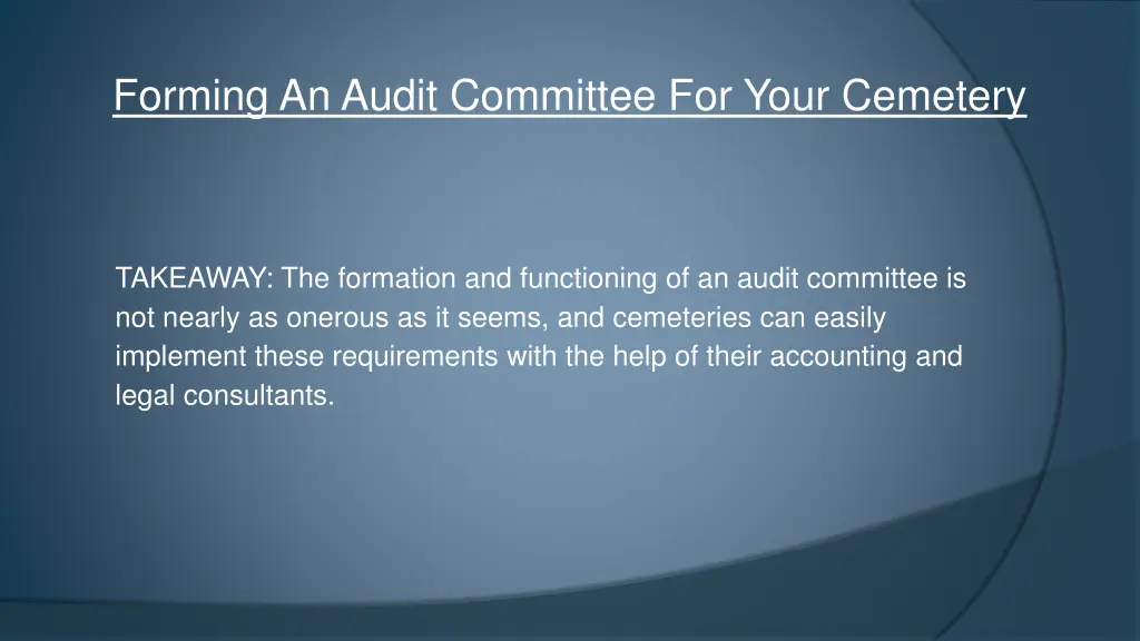 forming an audit committee for your cemetery 6