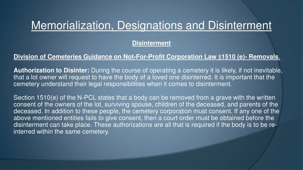 memorialization designations and disinterment 10