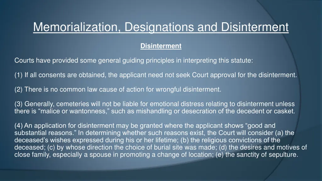 memorialization designations and disinterment 12